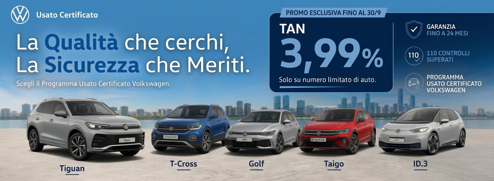 immagine rappresentativa L'Usato Certificato Volkswagen con TAN 3,99%!