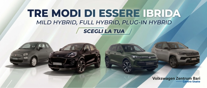 Tre modi di essere ibrida. Auto ibride usate a Bari.